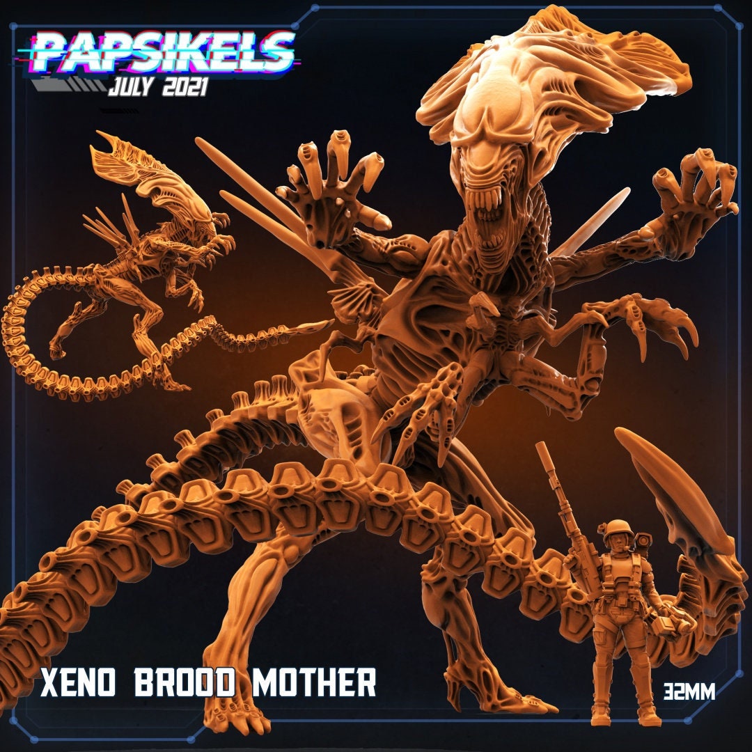 Xeno Brood Mother , huge 101mm tall, Papsikels , resin model