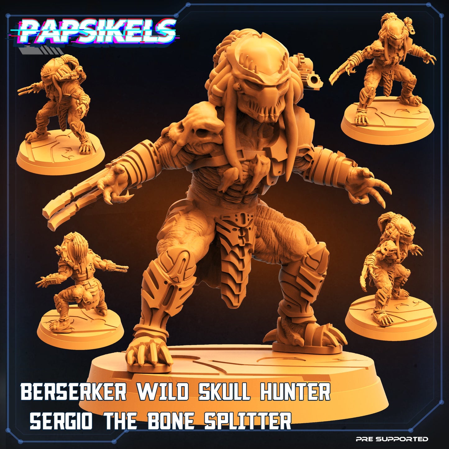 Berserker Wild Skull hunter- Sergio the bone splitter, Papsikels, resin model