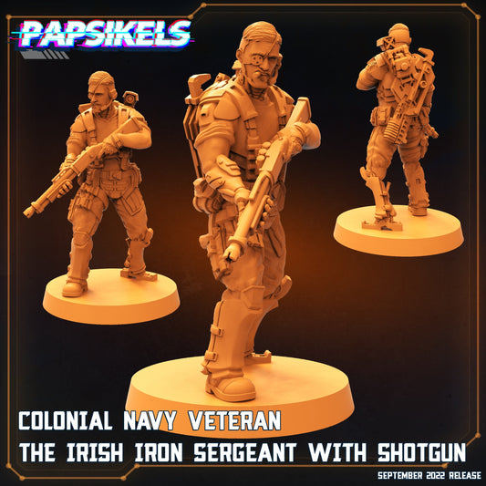 Colonial Navy Veteran The Irish Iron Sargeant with shotgun, resin model