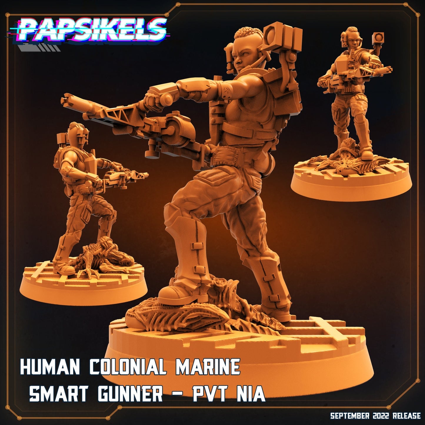 Human Colonial Marine Smart Gunner PVT Nia, Papsikels, resin model