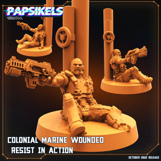 Colonial Marine wounded resist in action, Papsikels, resin model