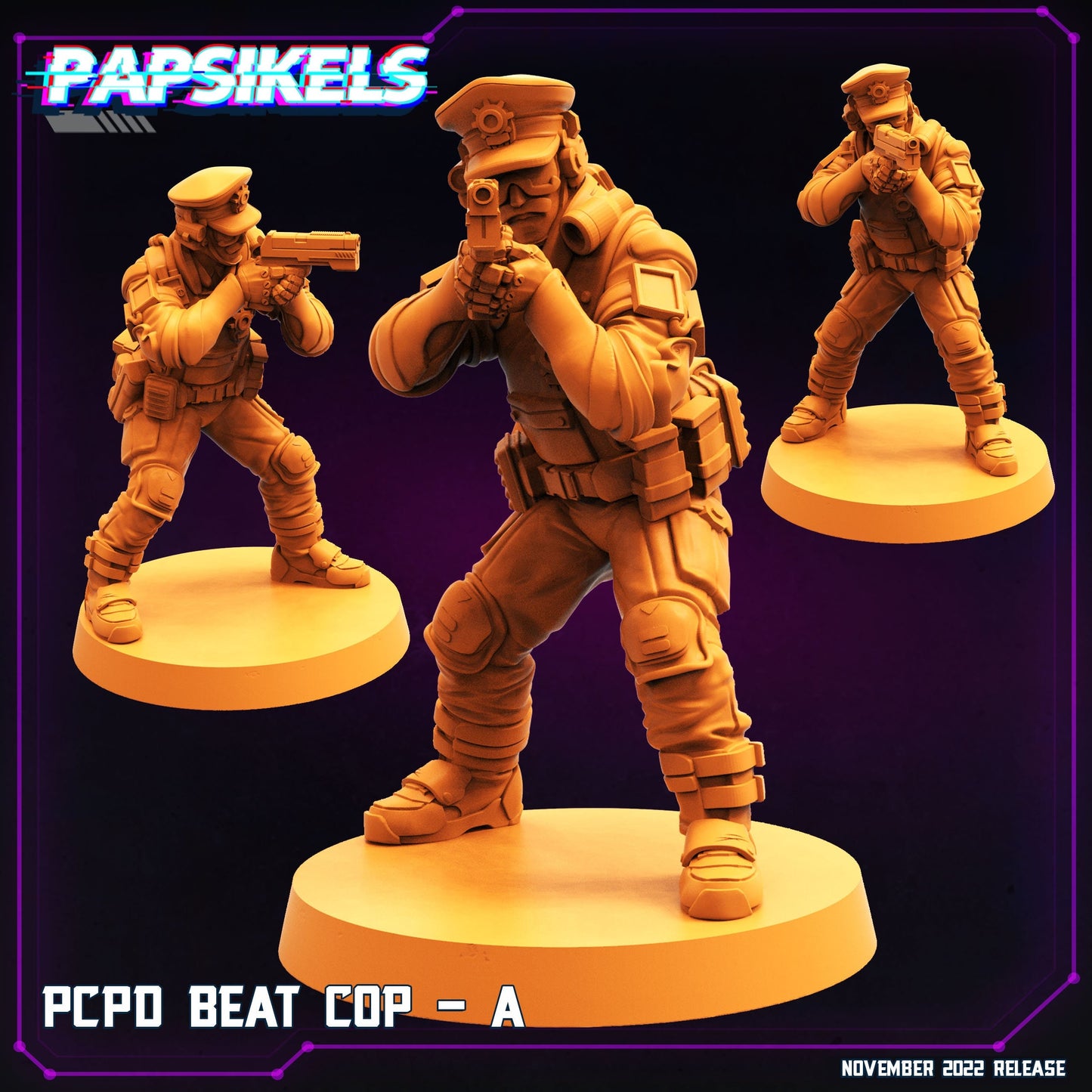 Cyberpunks Edge runners PCPD Beat Cop A, Papsikels, resin model