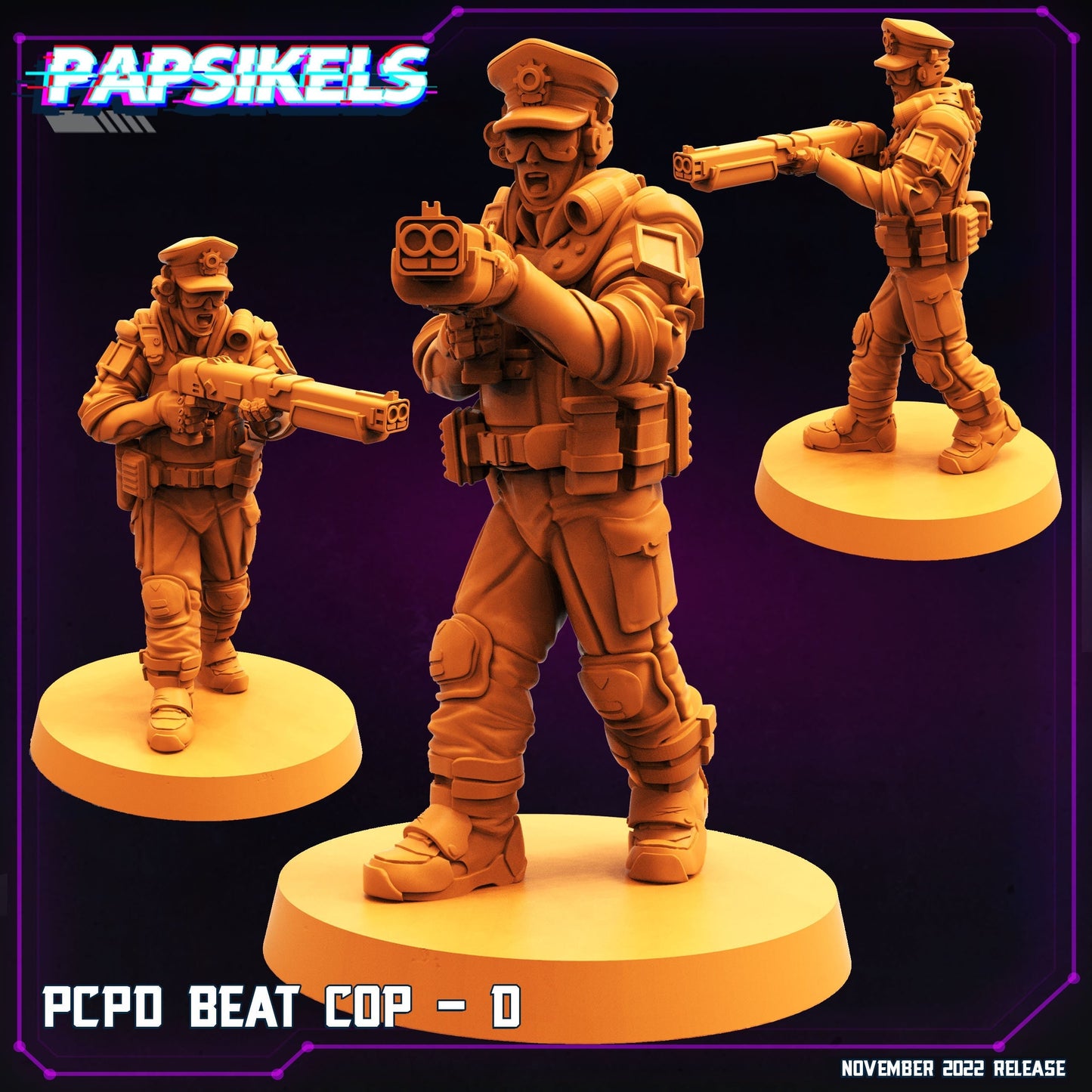 Cyberpunks Edge runners PCPD Beat Cop D, Papsikels, resin model