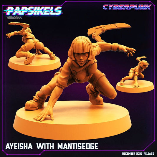 Cyberpunks Edge runners Ayeisha with mantisedge, Papsikels, resin model