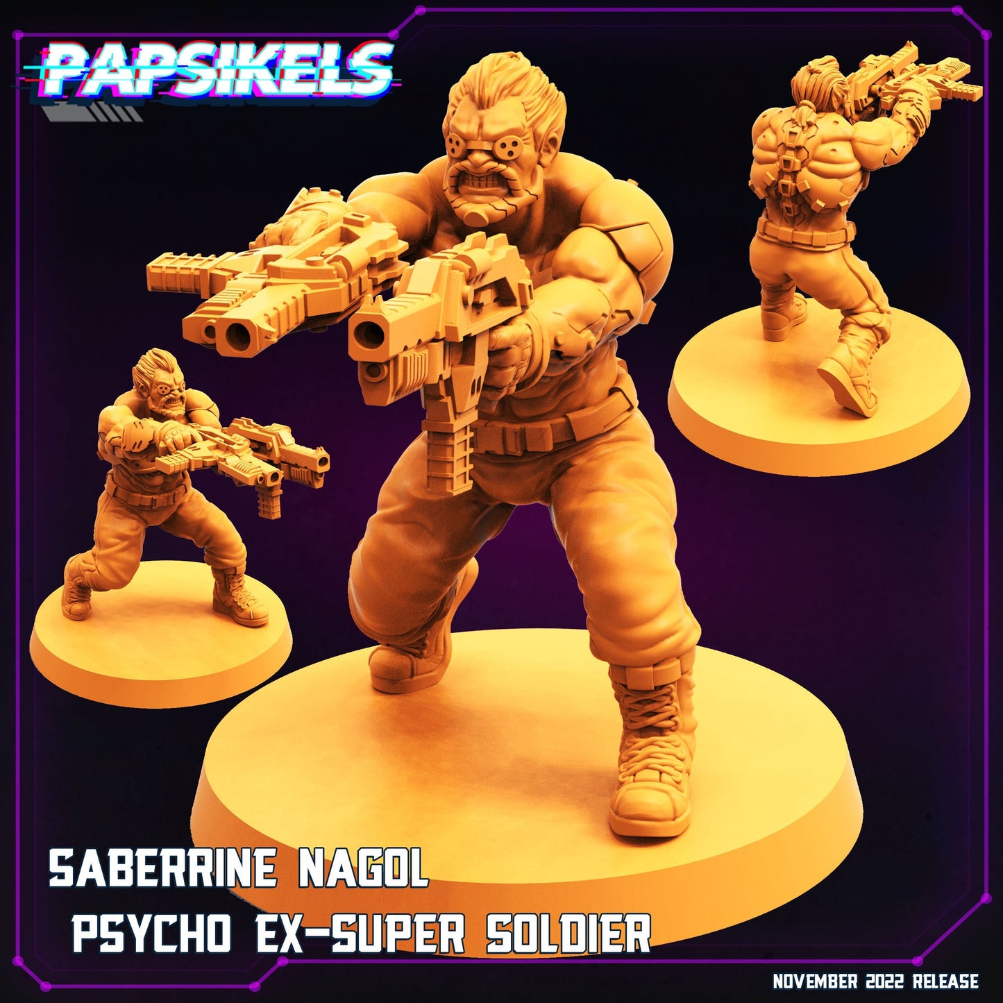 Cyberpunks Edge runners Saberrine Nagol Psycho ex super soldier, Papsikels, resin model