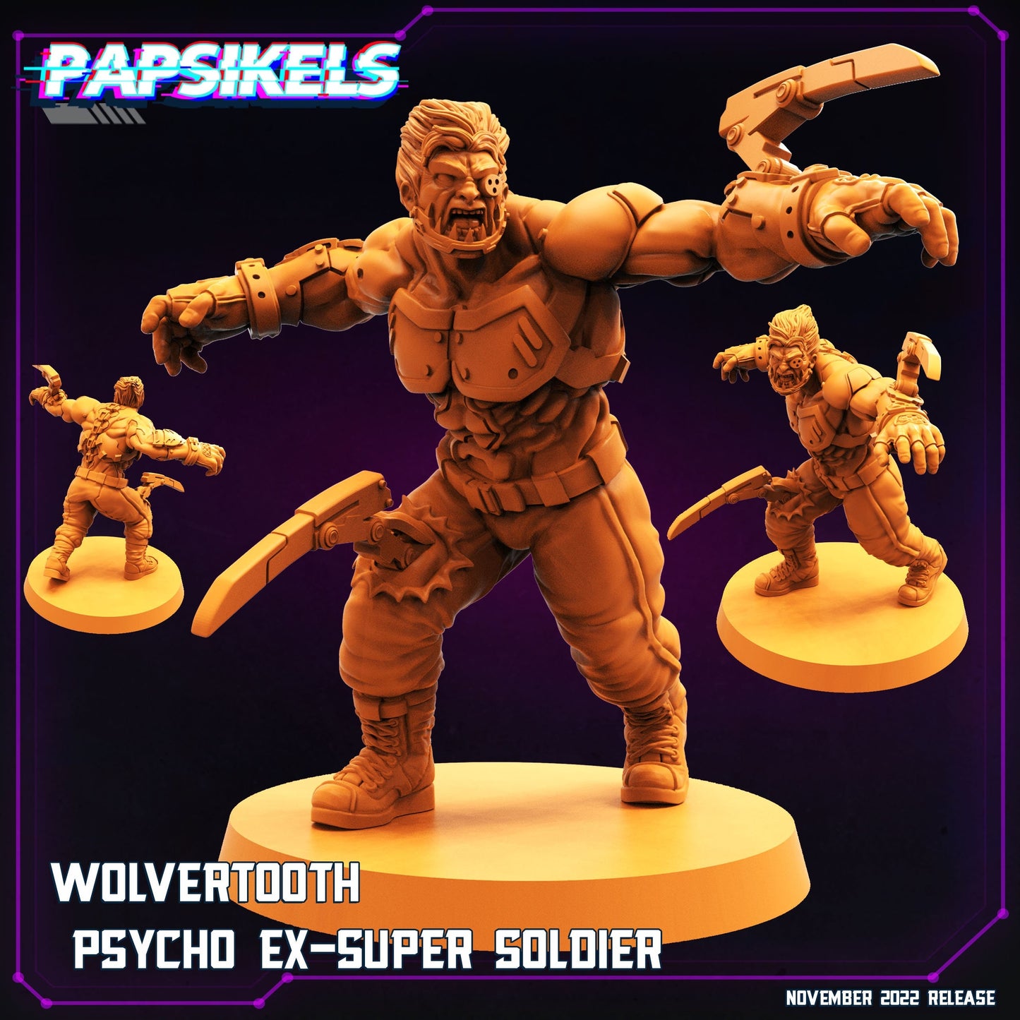 Cyberpunks Edge runners Wolvertooth Psycho ex super soldier, Papsikels, resin model