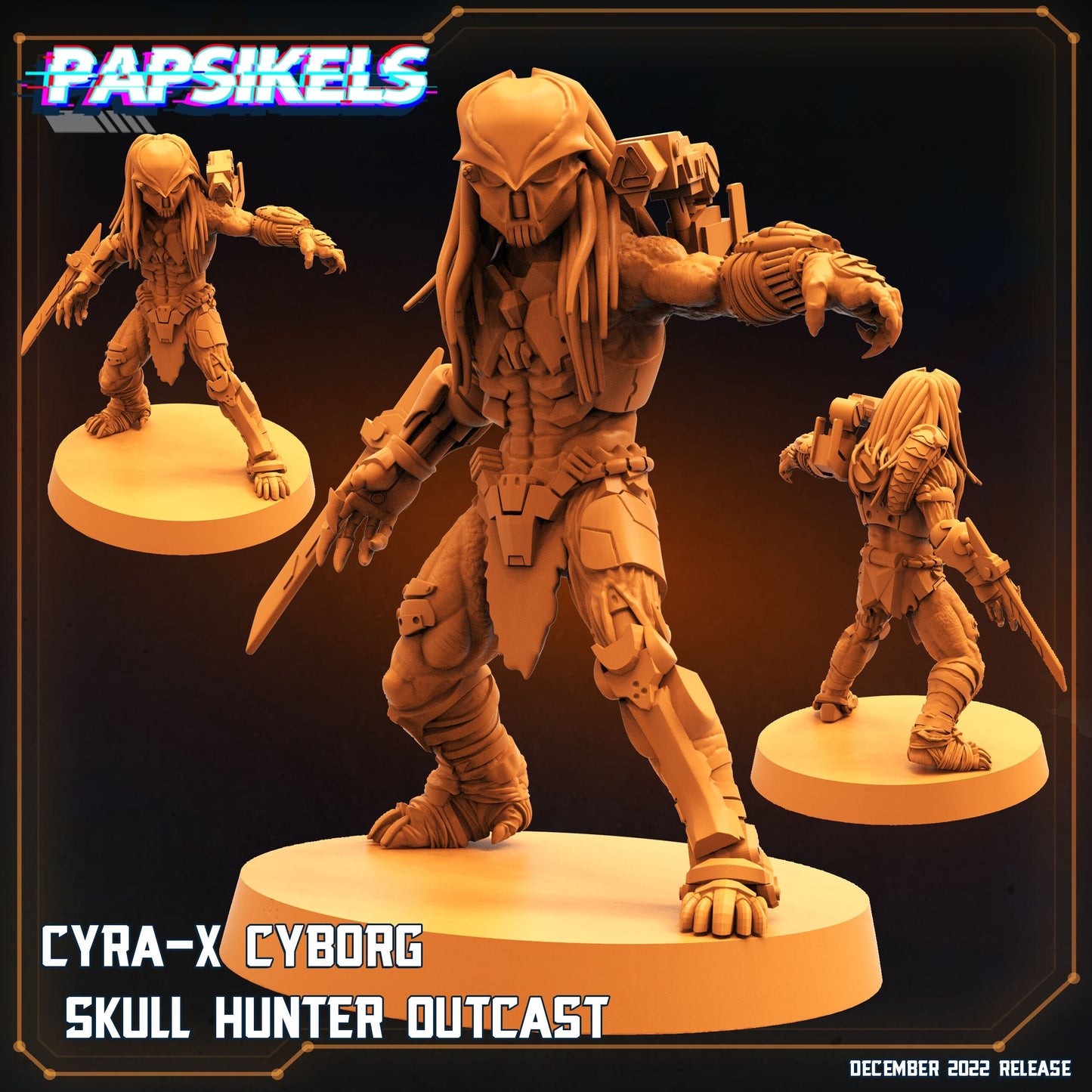 Cyra-x Cyborg Skul Hunter Outcast In Action, Papsikels, resin model