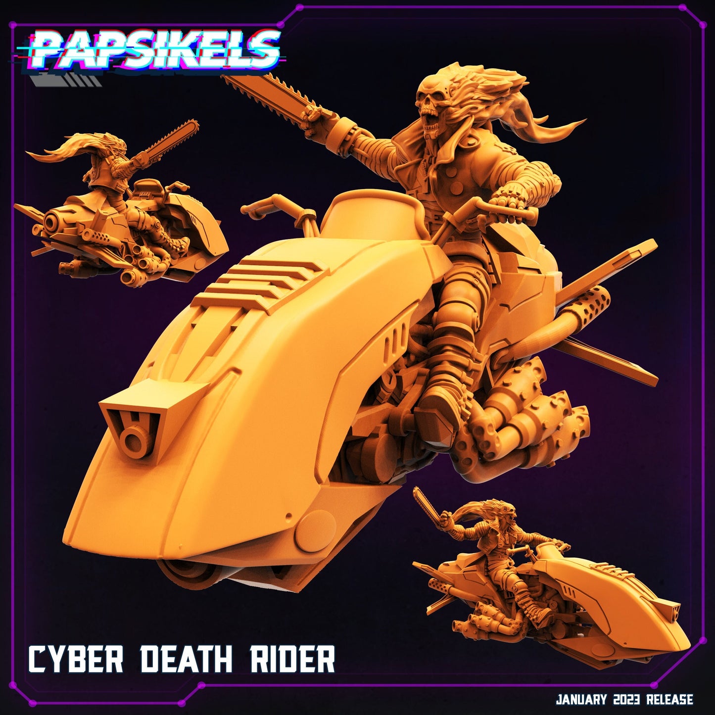 Cyber punk, Cyber Death Rider on bike, Papsikels, resin model