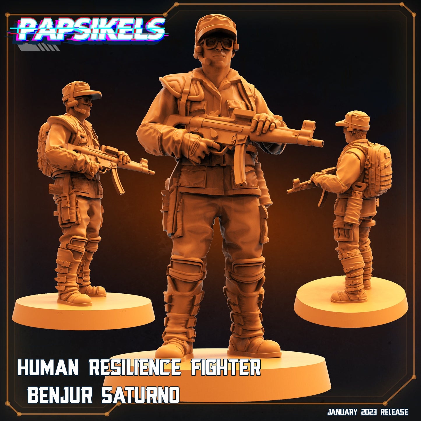 Human resilience Fighter Benjur Saturno , Papsikels, resin model