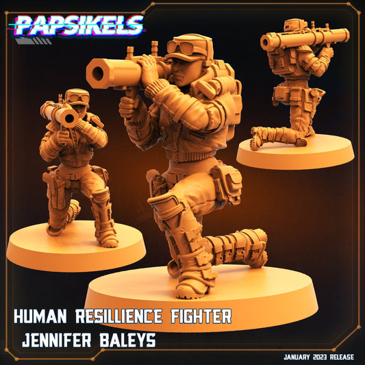 Human resilience Fighter Jennifer Baleys , Papsikels, resin model