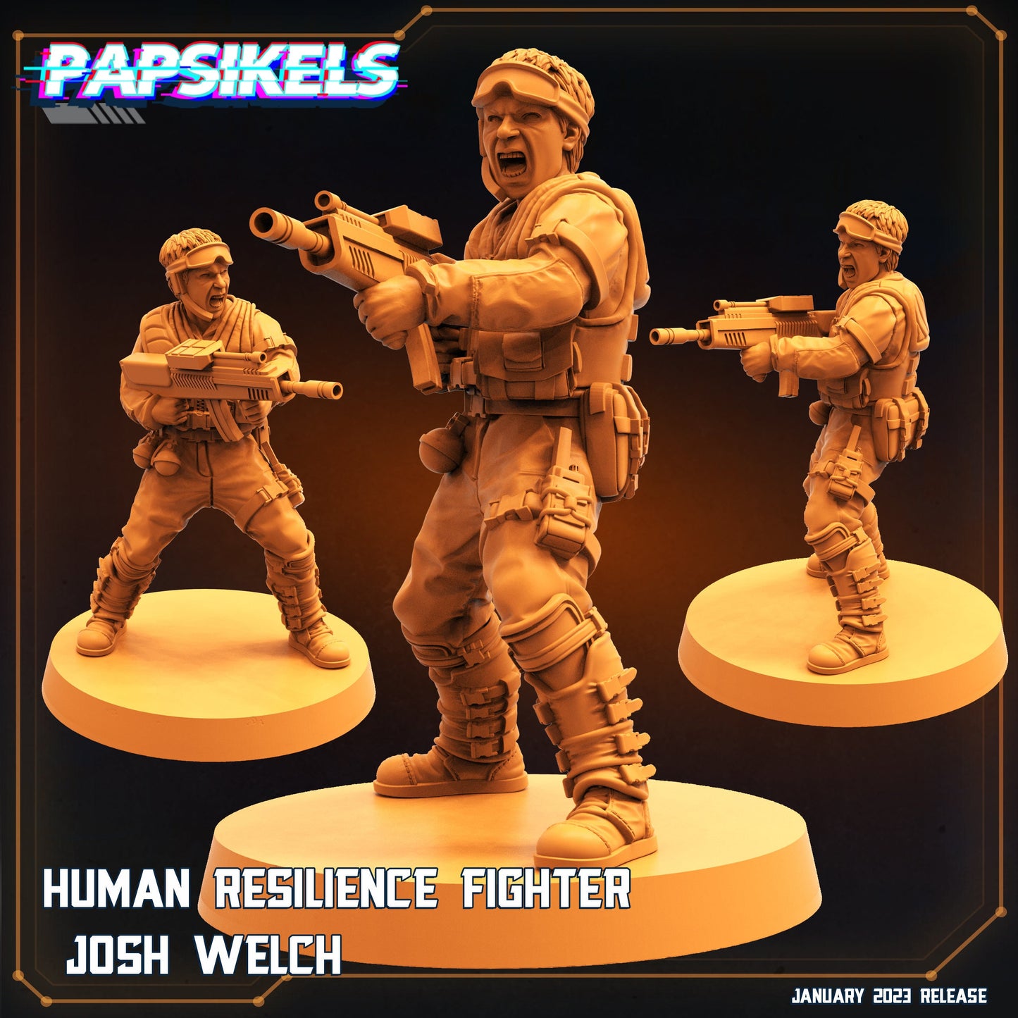 Human resilience Fighter Josh Welch, Papsikels, resin model