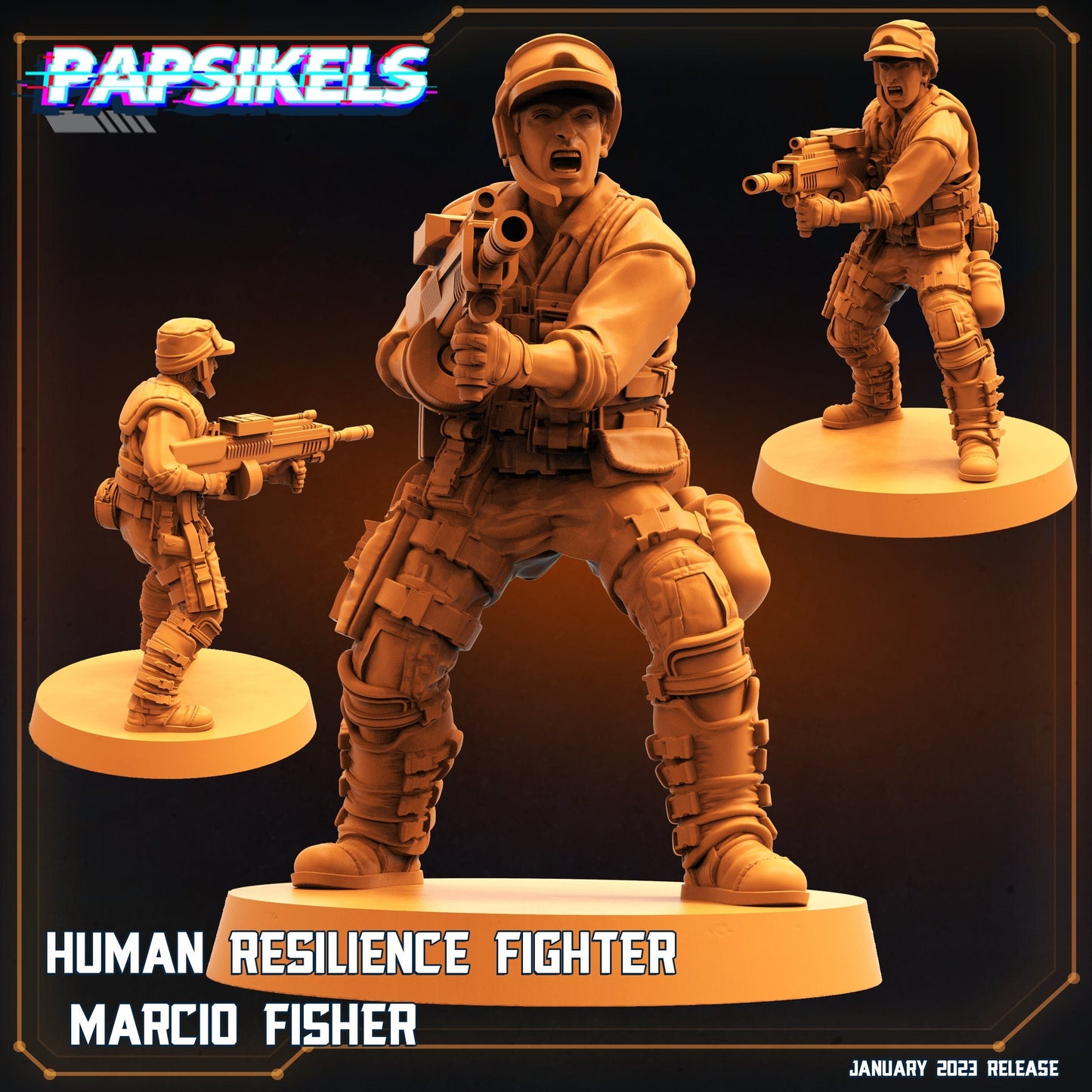 Human resilience Fighter Marcio Fisher, Papsikels, resin model