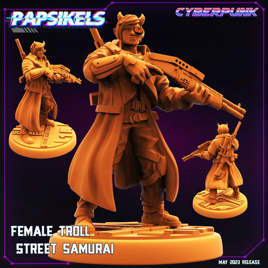 Cyberpunk, Female Troll Street Samurai, Papsikels