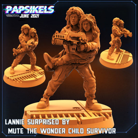 Human Space crew Lannie With Wonderchild Mute (Aliens, Ripley, Newt), Papsikels